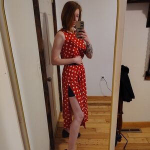 Polka Dot Sleeveless Red Dress